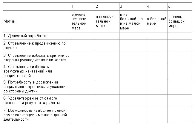 Мотивационный лист образец